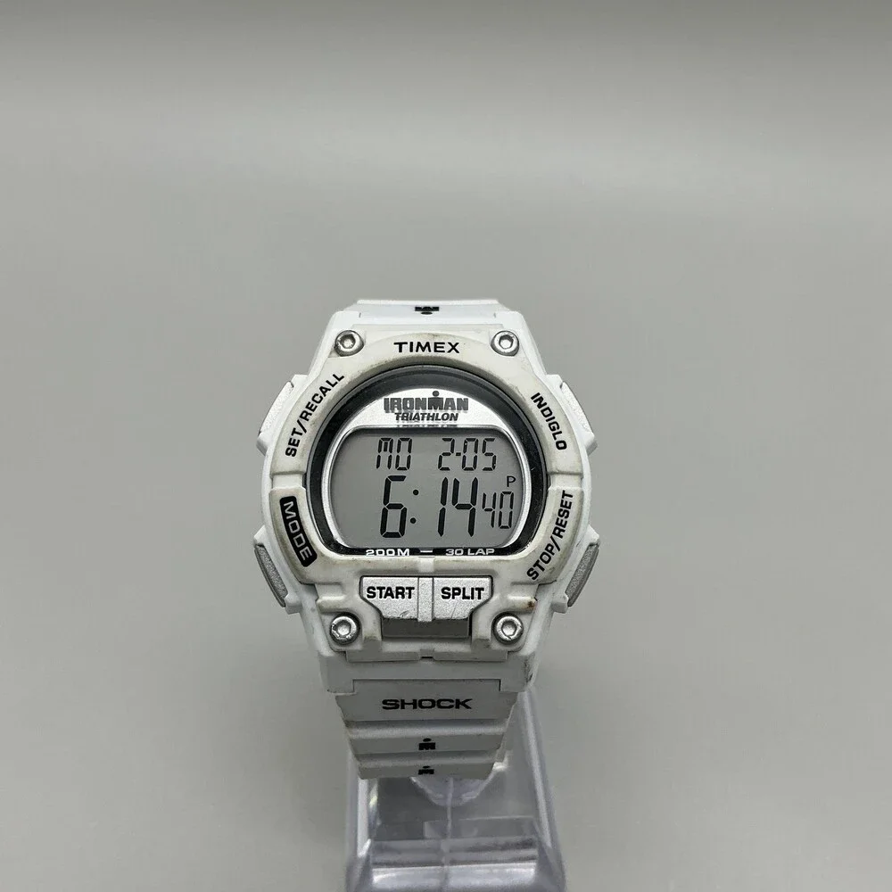 Timex Ironman Triathlon Shock Mens Watch 42mm Gray Digital T5K429 New Battery